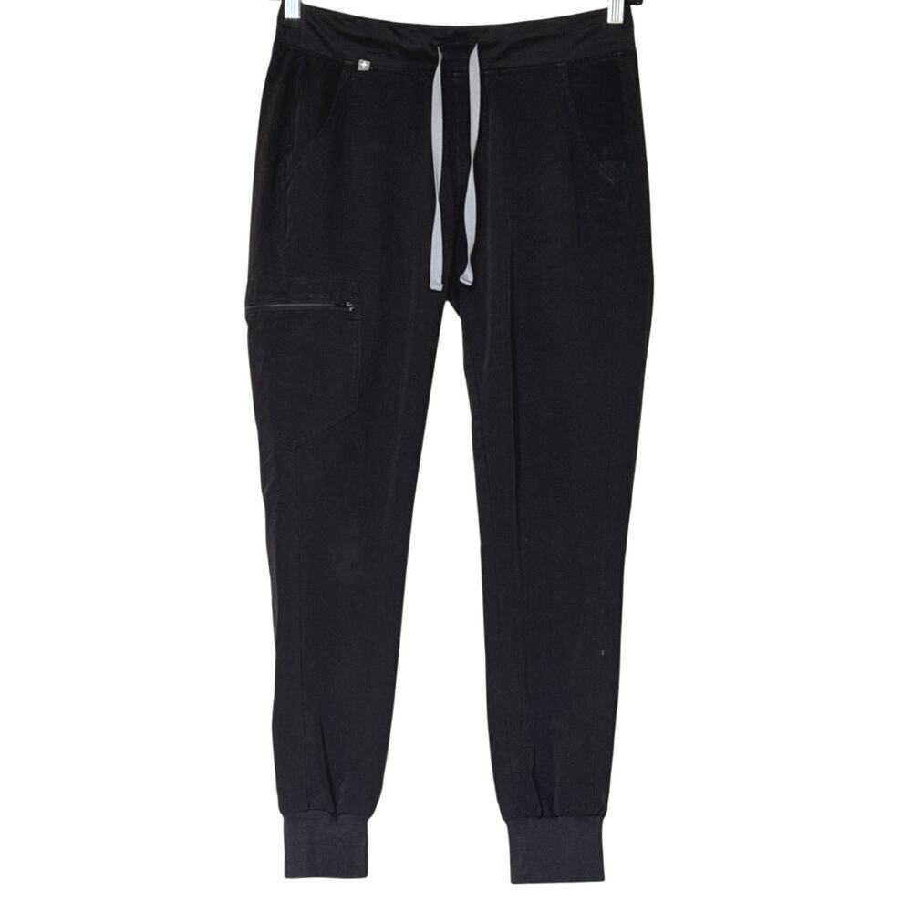 Figs Zamora Black Joggers High Rise Scrubs Pants Womens S/P *EUC